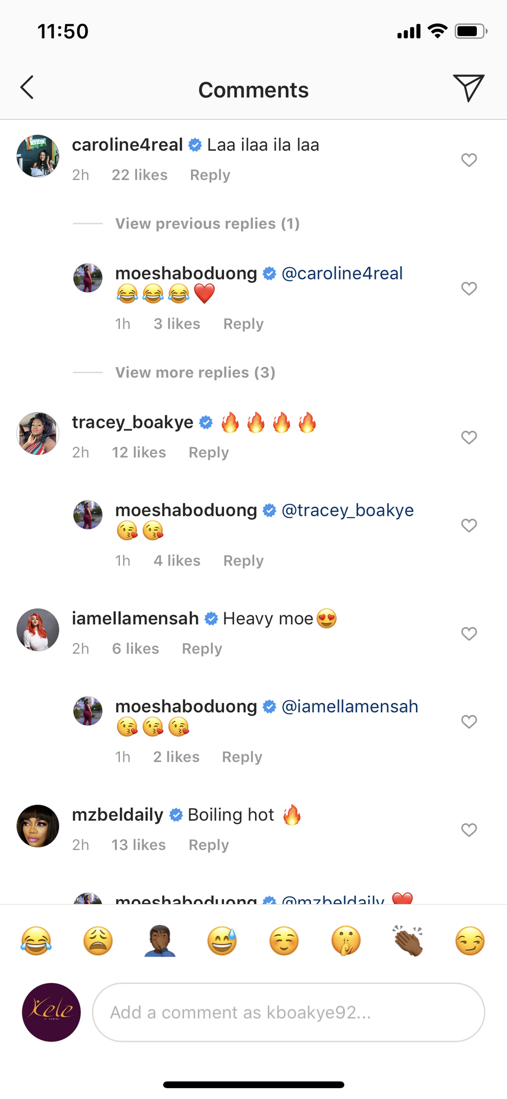 Moesha Boduong's photo comments