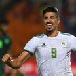 Forward Baghdad Bounedjah celebrates a 2-1 victory over Nigeria that qualified Algeria for the 2019 Africa Cup of Nations final in Cairo