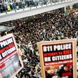 Thousands of pro-democracy protesters rallied in Hong Kong airport, where flights were cancelled