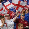 England supporters cheer before the Women's World Cup semi-final football match against the USA