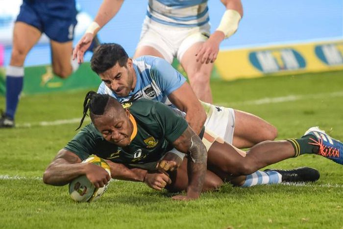 South Africa wing Sibusiso Nkosi scored two brilliant tries against Argentina