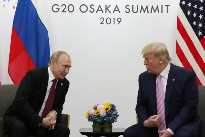 US president Donald Trump and Russian president Vladimir Putin met for face-to-face talks in Osaka on Friday