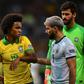 Willian (center) is out of the Copa America final after injuring his hamstring during the semi-final victory over Argentina