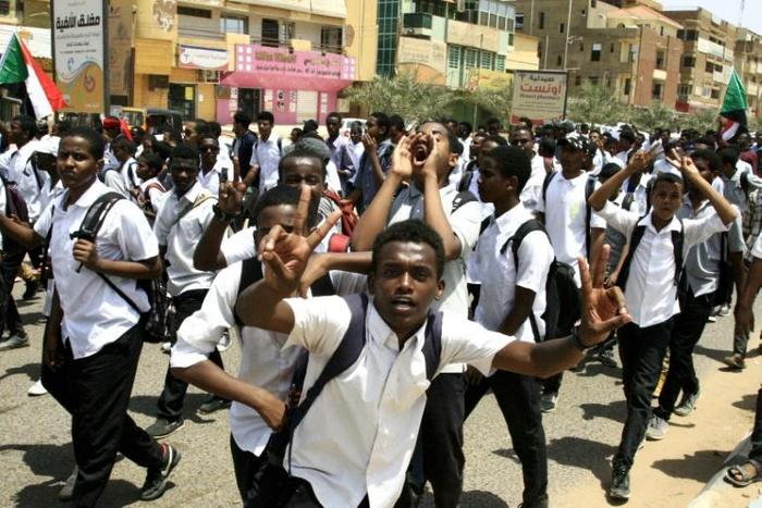Sudanese schoolchildren took the streets of Khartoum a day after five teenagers were killed in a central town