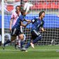 Mana Iwabuchi celebrates after putting Japan ahead against Scotland in Rennes on Friday