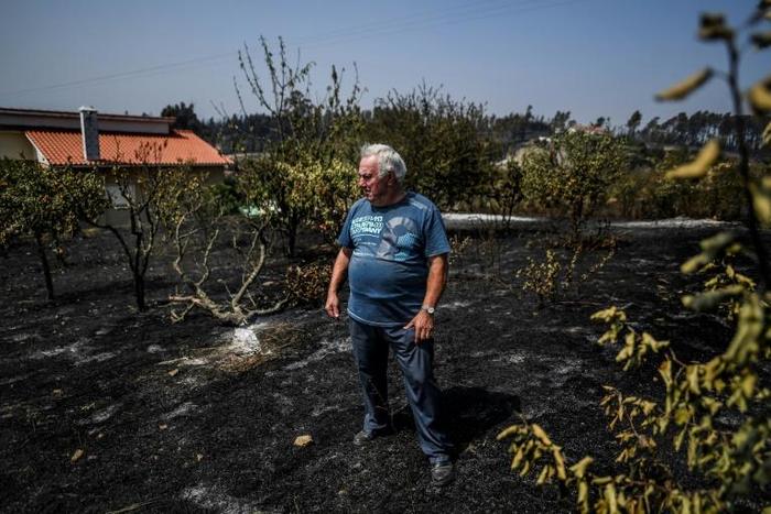 Adriano Dias Silva, 69, managed to stop flames reaching his home, but could not save his orchard