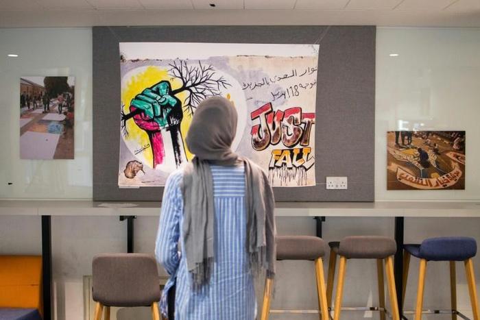 Dozens of photos of Sudanese protest art are being exhibited at London's SOAS university