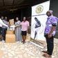GWAG representatives (from right) Pearl Aglago and Mrs. Nayram Kyei-Mensah present the items to Mr. Mensah-Acheampong (3rd from right), as President of the Accra Airport City Rotary Club, Mr. Spencer Asamoah (4th from right) looks on.