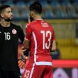 Tunisia goalkeeper Mouez Hassen (L) was furious at being replaced ahead of the penalty shootout