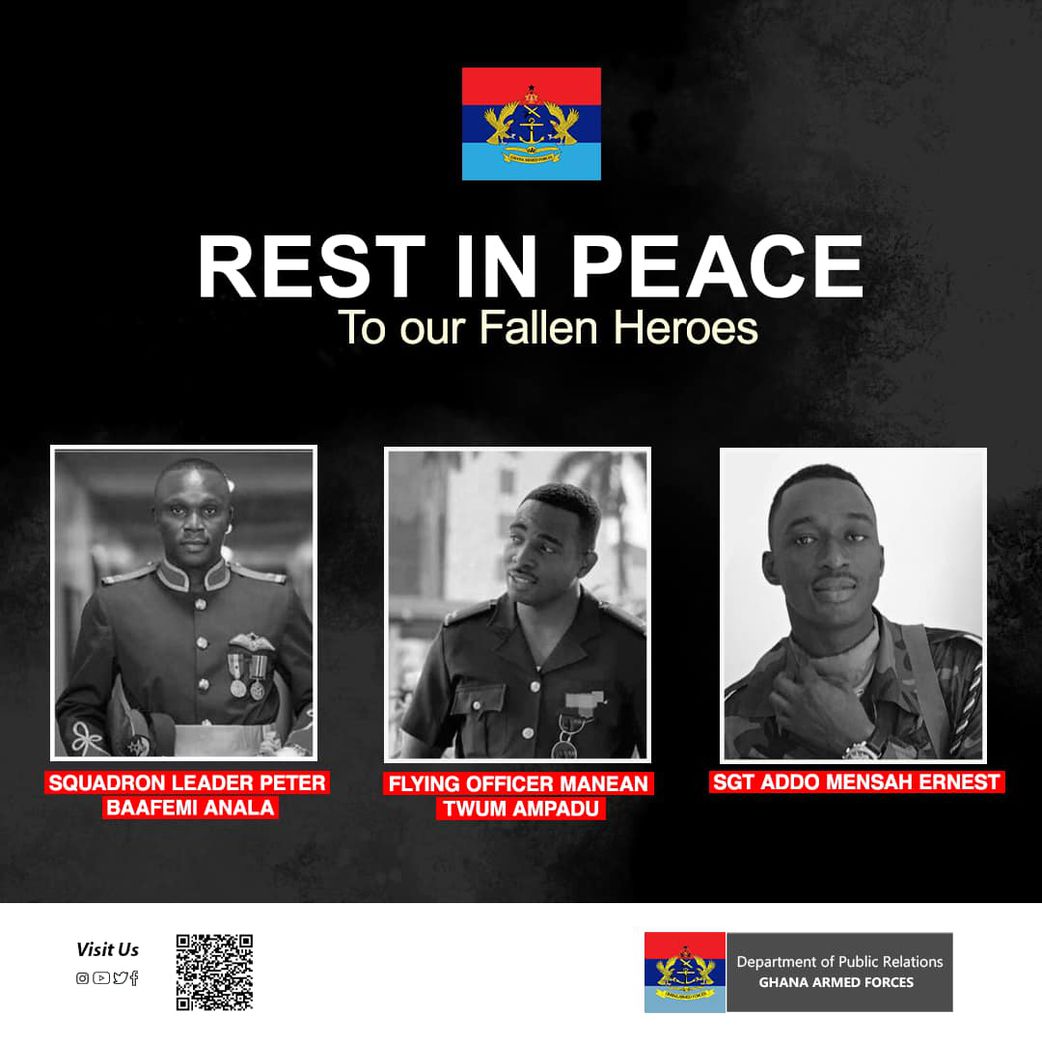 3-day national mourning begins for Omane Boamah, Murtala Mohammed, and 6 other helicopter crash victims