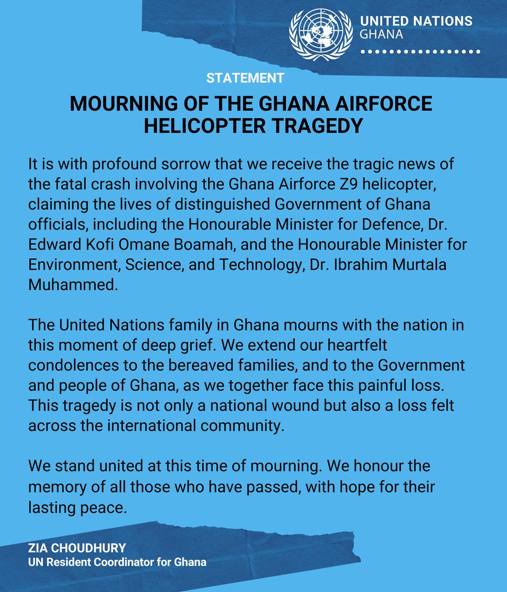 How UN, AU, ECOWAS, and world leaders reacted to Ghana’s tragic helicopter crash