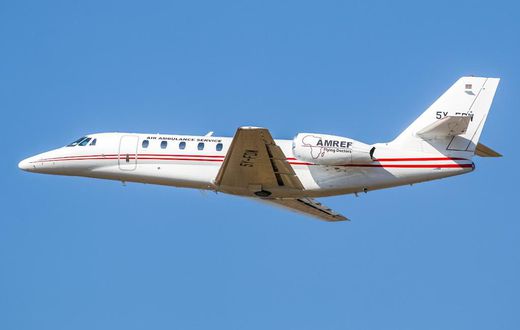 A Cessna plane, operated by AMREF Flying Doctors