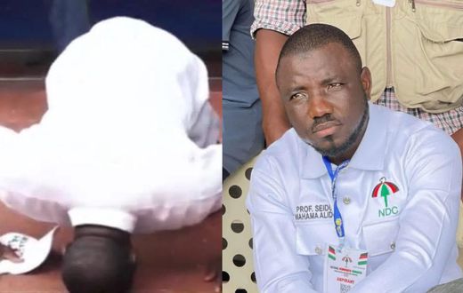UG's Prof. Alidu Seidu goes prostrate to thank Allah after NDC primaries triumph [video]