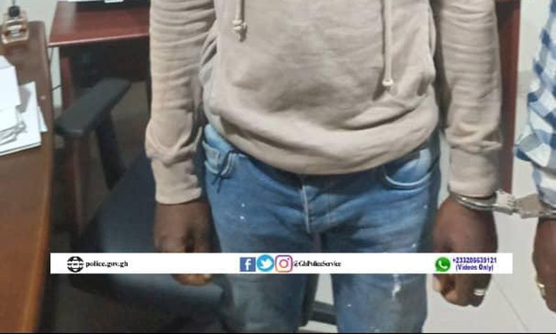 A arrested suspect in Awutu Senya East