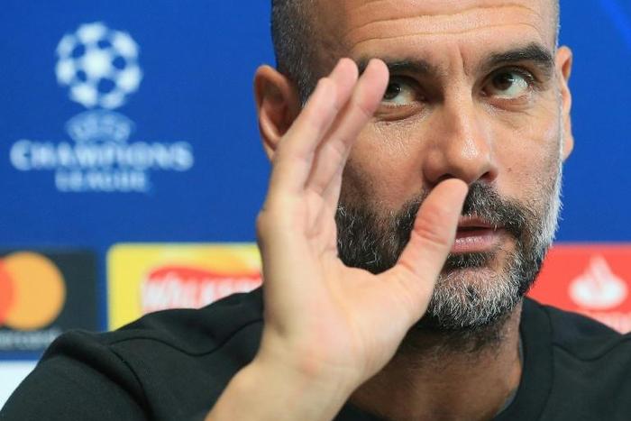 Manchester City manager Pep Guardiola addresses a Champions League press conference