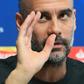 Manchester City manager Pep Guardiola addresses a Champions League press conference