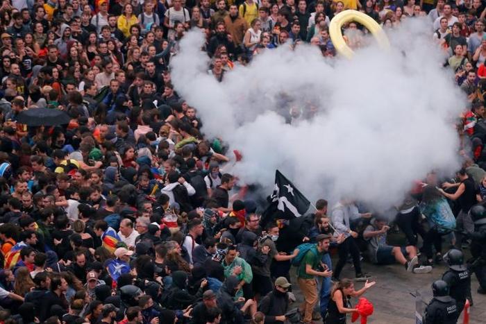 Protests erupted across Catalonia on Tuesday after nine separatist leaders were sentenced to jail over their role in a failed independence bid