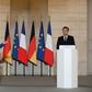 French President Emmanuel Macron (L) and German Chancellor Angela Merkel call for an end to the Turkish offensive in Syria
