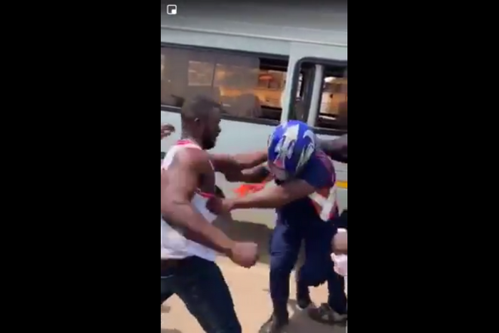 Police officer beaten by a group of men