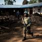 A UN peacekeeper patrols outside an Ebola treatment centre in Butembo in northeastern Democratic Republic of Congo