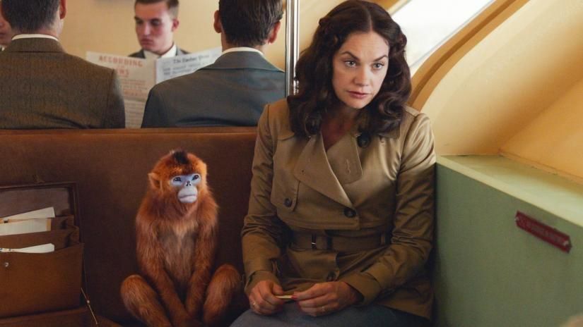 Mrs Coulter and her daemon in 'His Dark Materials'