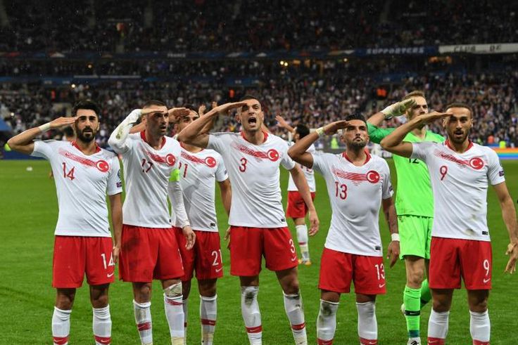 Turkey players performed a military salute in front of their supporters after scoring in Monday's 1-1 draw with France and again at the end of the game