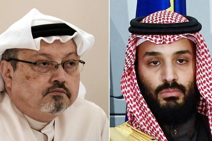 Saudi Crown Prince Mohammed bin Salman (R) has sought to draw a line under the killing of journalist Jamal Khashoggi