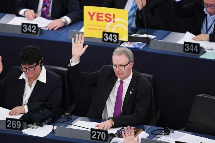 MEP Axel Voss, who supports the copyright reforms, votes in European Parliament on Tuesday