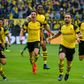 Spanish forward Paco Alcacer (second from right) was Borussia Dortmund's hero as they beat Wolfsburg to go back to the top of the Bundesliga