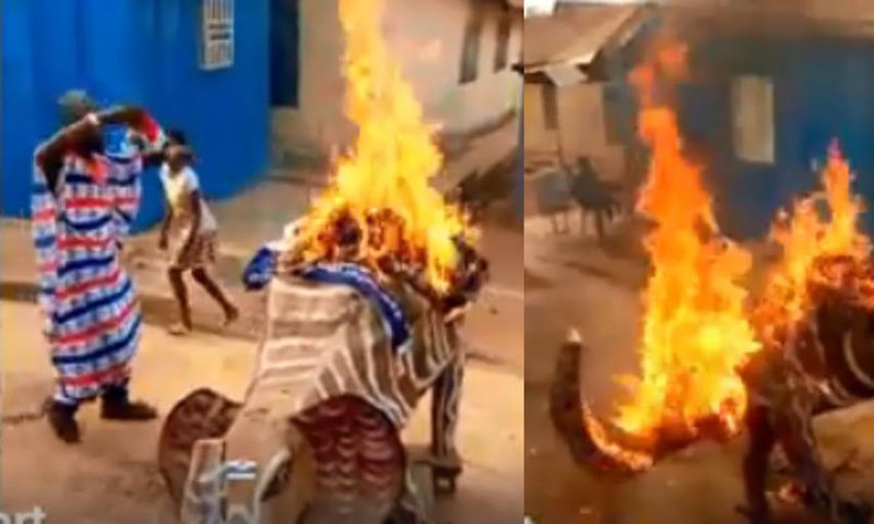 Man quits NPP; burns party paraphernalia over failed promises
