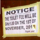 Toilet fee prices increase from 50 pesewas to GHC1.00