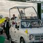 Crowds gathered on Satuday to welcome the pope as he made his way in his popemobile to Soamandrakizay stadium