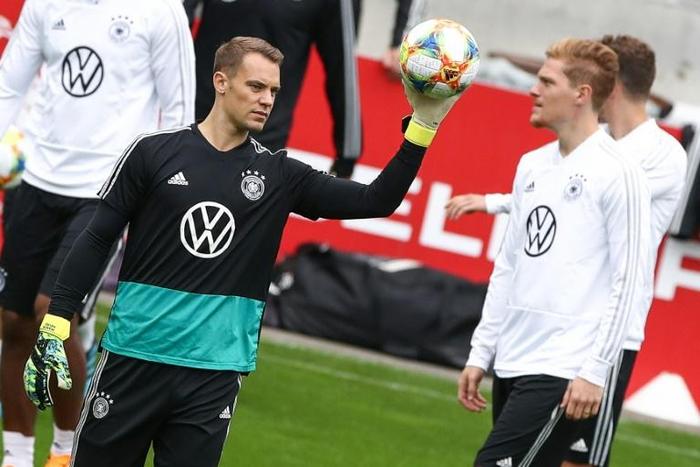 Germany train at St. Pauli's Millerntor Stadium ahead of their Euro 2020 qualifier against the Netherlands on Friday