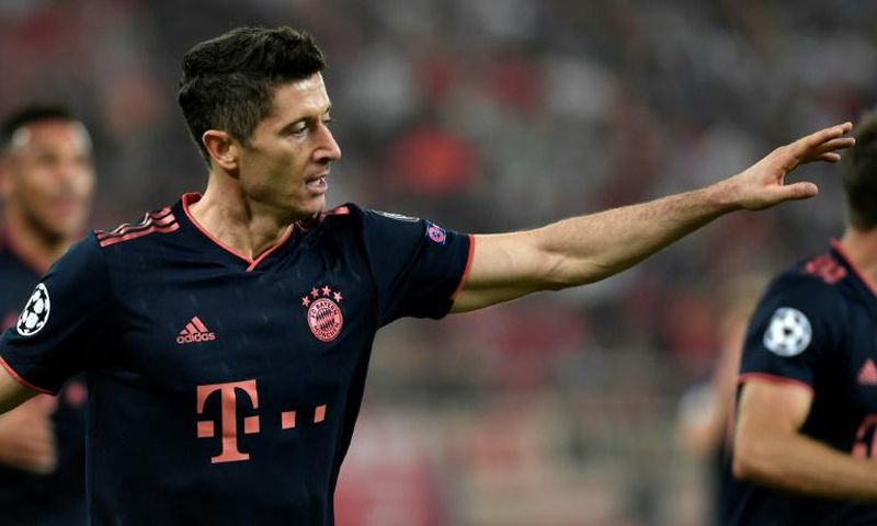Robert Lewandowski scored twice at Olympiakos on Tuesday as Bayern Munich came from behind to win 3-2 in Athens in the Champions League.