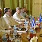 EU foreign policy chief Federica Mogherini (R) meets Cuba's Foreign Minister Bruno Rodriguez on September 8, 2019, in Havana.