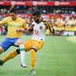 A file photo of Daniel Cardoso (R), whose penalty gave Kaizer Chiefs victory over Orlando Pirates Saturday in a thrilling Soweto derby
