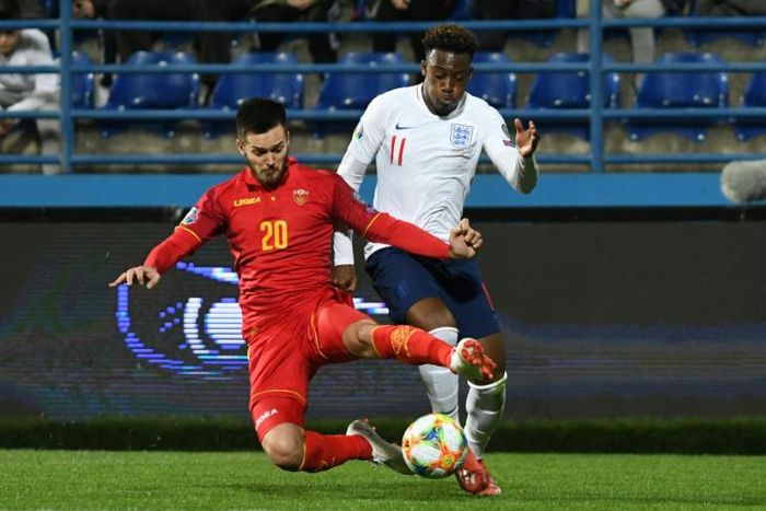 Callum Hudson-Odoi (right) made his first England start at just 18 against Montenegro