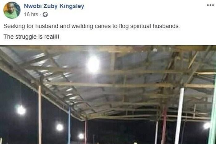 Desperate single women bring canes to church to flog their “spiritual husbands”
