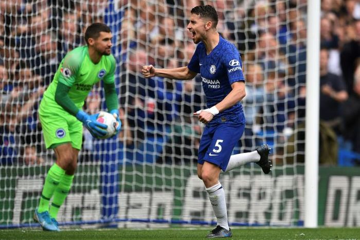 Chelsea midfielder Jorginho scored the opening goal from the penalty spot against Brighton