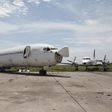 An abandoned aircraft stands at Kinshasa's Ndjili International Airport April 13, 2012. REUTERS/Jonny Hogg