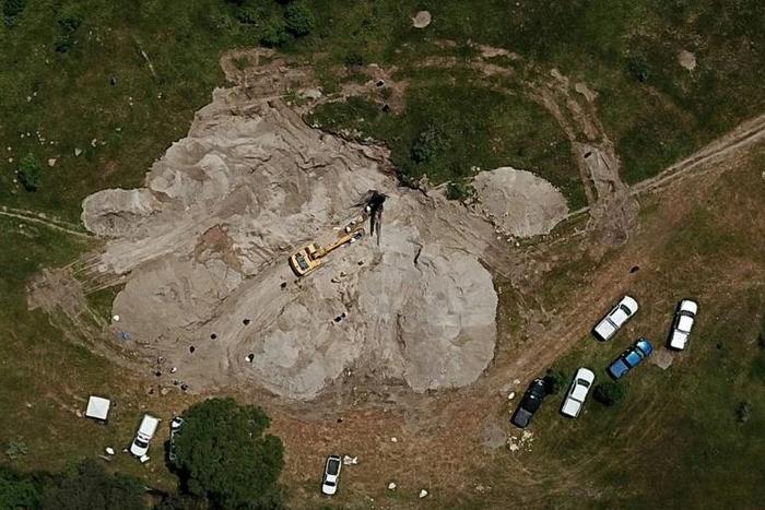 Aerial view of a remote area outside Guadalajara, Mexico where the bodies of at least 29 people have been recovered from a deep well