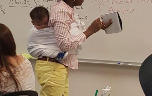 Professor Ramata wears student’s baby for 3 hours as she lectures