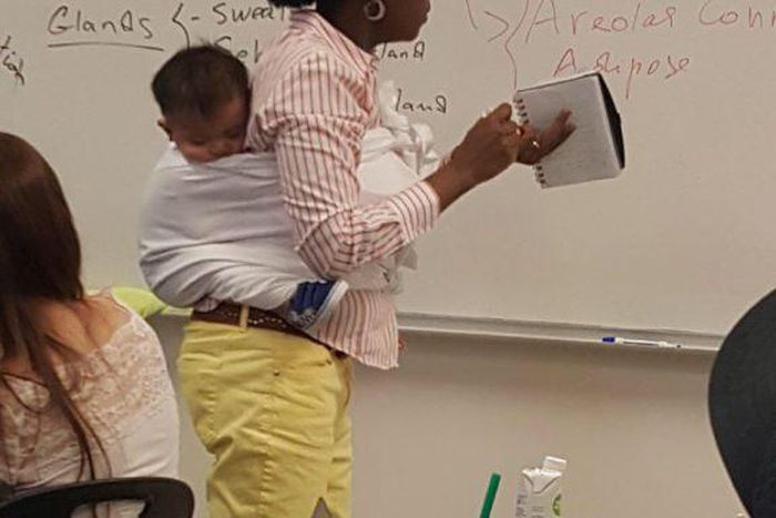 Professor Ramata wears student’s baby for 3 hours as she lectures