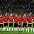 Albania's players were left bemused when the wrong anthem was played