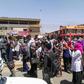 Protesters shout slogans during an anti-government demonstration in Street 60 in the Sudanese capital Khartoum