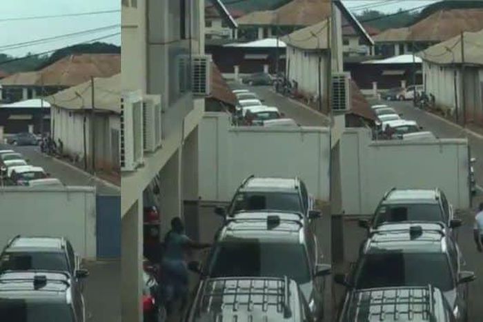 Sexy female Ghanaian bank robber arrested after she jumped from storey building (video)