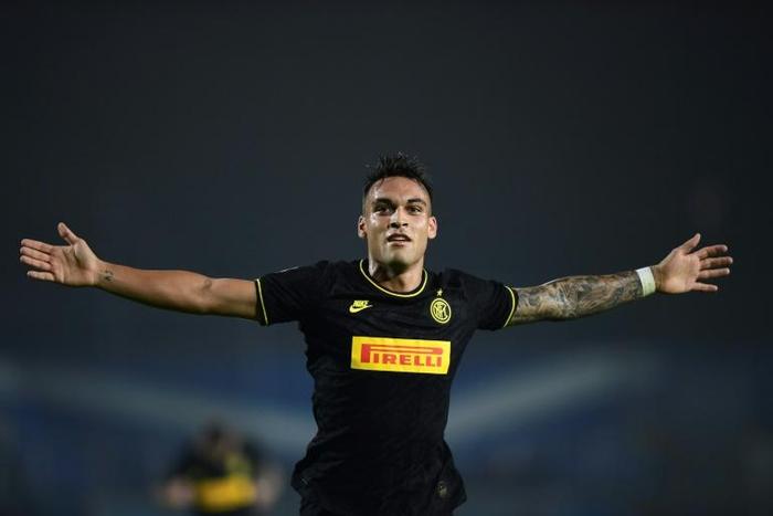 The size of the task: Lautaro Martinez celebrated scoring against Brescia and then said second-place Inter Milan were tired