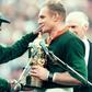 The iconic picture of Nelson Mandela (L) congratulating captain Francois Pienaar after the Springboks won the 1995 Rugby World Cup