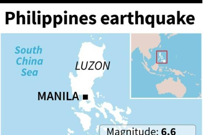 Map locating the 6.6 magnitude earthquake in the southern Philippines