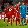 Bayern Munich's disappointed stars (from left) David Alaba, Serge Gnabry, Robert Lewandowski, Niklas Suele, Manuel Neuer and Mats Hummels after the 3-1 defeat to Liverpool